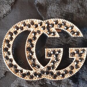 Chic Goldtone and Black Women's Brooch